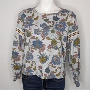 Dolan Grey Blue Floral Long Sleeve Sweatshirt M
